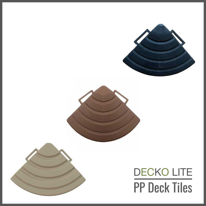 Deck Tiles <b>Corner Ramp Edge</b> for Interlocking PP Flooring | DECKO Lite (60x60x20 mm) - High End Polypropylene | 100% Recyclable