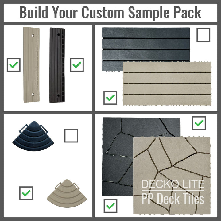 Deck Tiles - Build your Own <b>SAMPLE PACK</b> - Interlocking PP Flooring | DECKO Lite - Fully Refundable (up to 6 items)