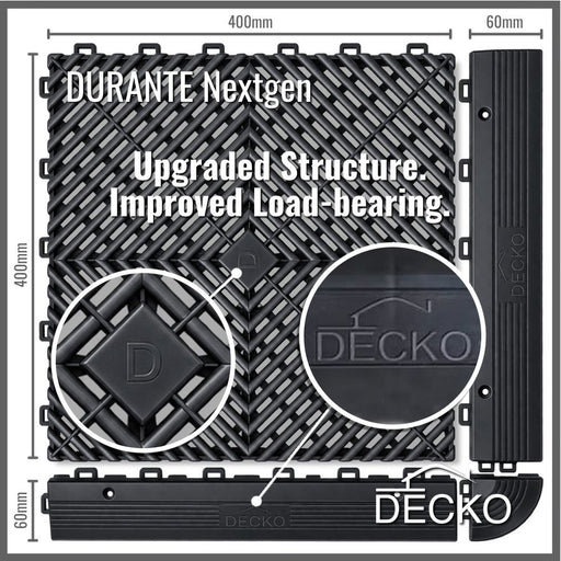 DECKO Durante Nextgen garage tile with ramp edge - Black
