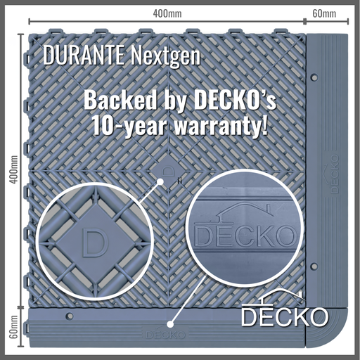 DECKO Durante Nextgen garage tile with ramp edge - Gray