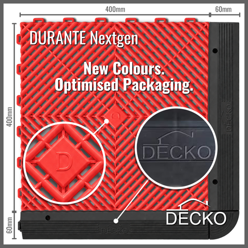 DECKO Durante Nextgen garage tile with ramp edge - Red