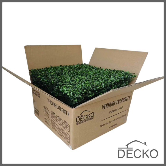Artificial Plants Green Wall Panel - EVERGREEN - Box of 12 panels - 500x500mm | DECKO VERDURE (3 m² /Box)