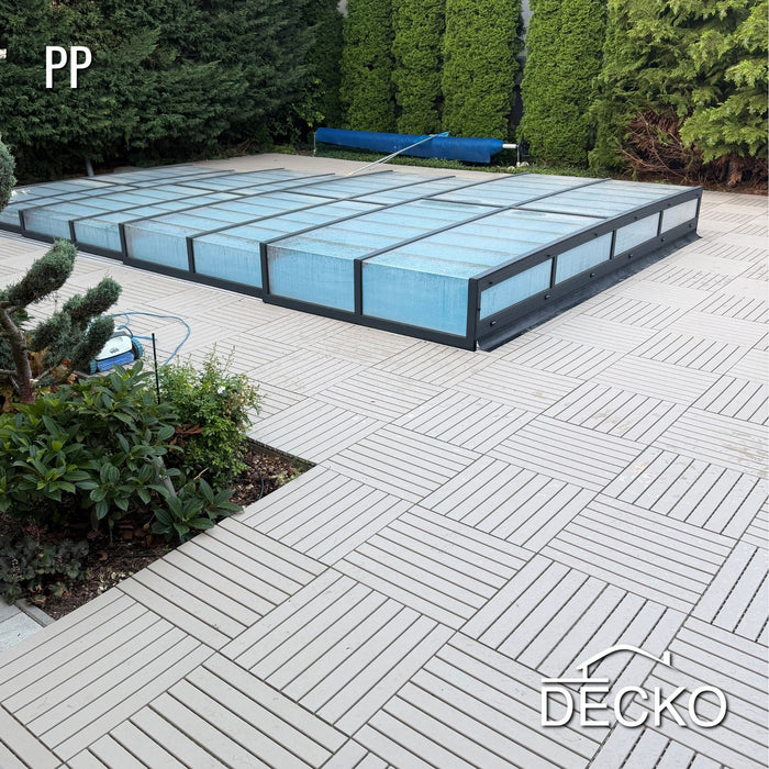Deck Tiles - BEIGESLAT - Interlocking PP Flooring - High End Polypropylene | 100% Recyclable | DECKO Lite (608x304x20 mm tile)