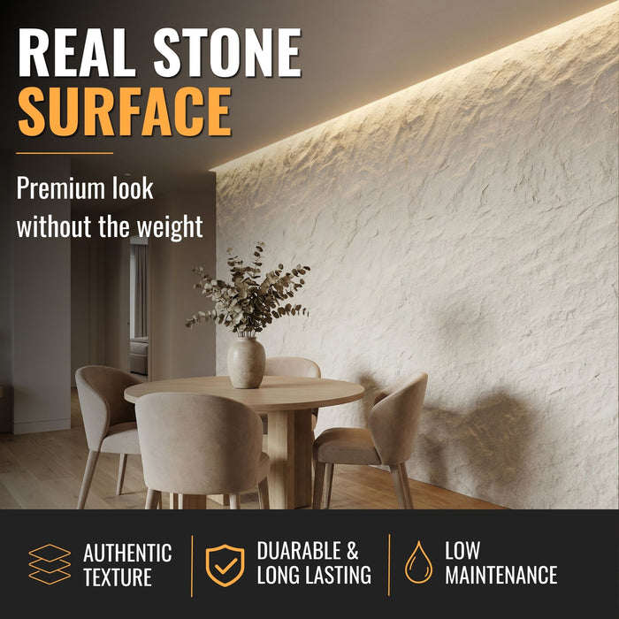 Flexible 3D Stone Wall Panels - GRANDE TRAVERTINO GOLD - Box of 6 panels (1200x600mm) 4.32m² coverage | DECKO Flexistone