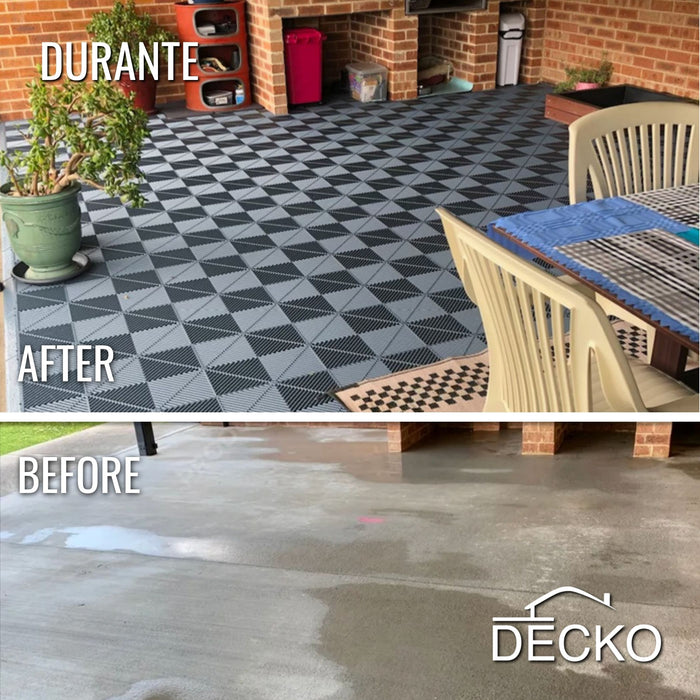 Garage Tile - GREY - Interlocking PP Flooring - High End Polypropylene | 100% Recyclable | DECKO DURANTE (400x400x18 mm tile)