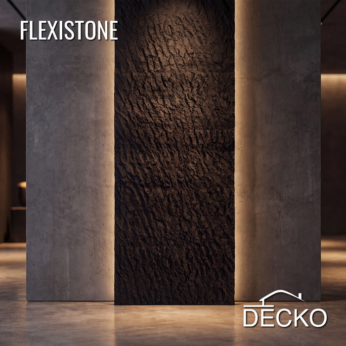 Flexible 3D Stone Wall Panel Sample - GRANDE NERO | DECKO Flexistone - Free Shipping