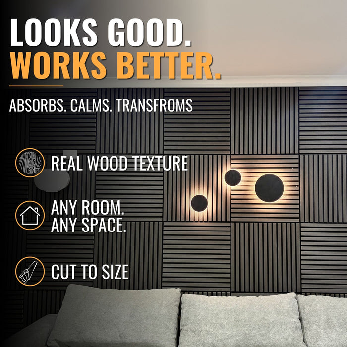 Acoustic Sound Dampening Wall Panels - <b>OAK Square</b> - box of 5 panels (600x600mm) <b>1.8 m<sup>2</sup></b> coverage | DECKO SOUNDSCAPE