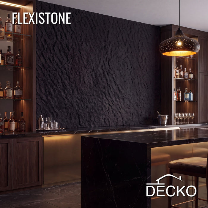 Flexible 3D Stone Wall Panel Sample - GRANDE NERO | DECKO Flexistone - Free Shipping