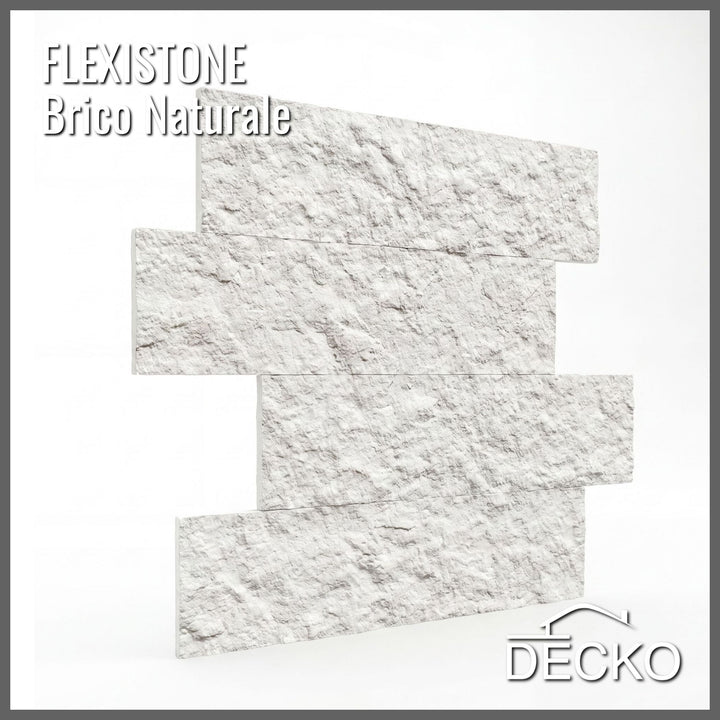 Flexible 3D Stone Wall Panels - BRICO NATURALE - Box of 12 Interlocking Peel-and-Stick Panels 1.08m² coverage | DECKO Flexistone