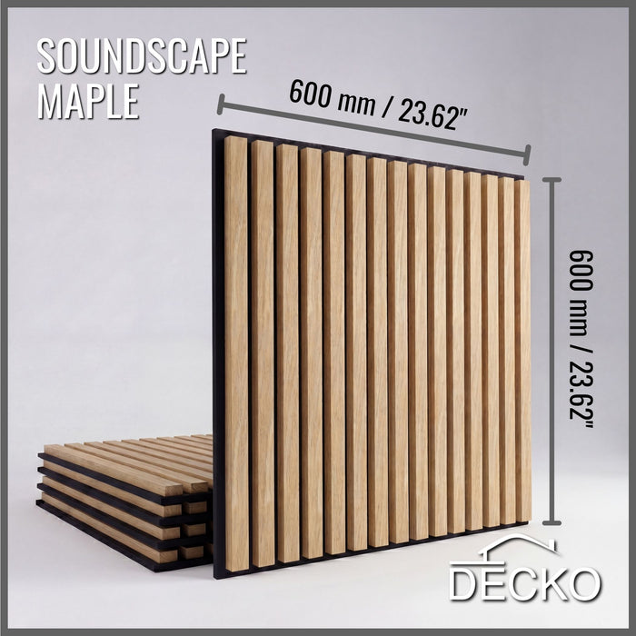 Acoustic Sound Dampening Wall Panels - <b>MAPLE Square</b> - box of 5 panels (600x600mm) <b>1.8 m<sup>2</sup></b> coverage | DECKO SOUNDSCAPE
