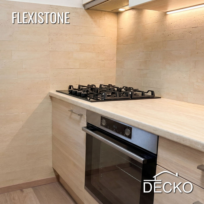 Flexible 3D Stone Wall Panel Sample - BRICO TRAVERTINO | DECKO Flexistone - Free Shipping
