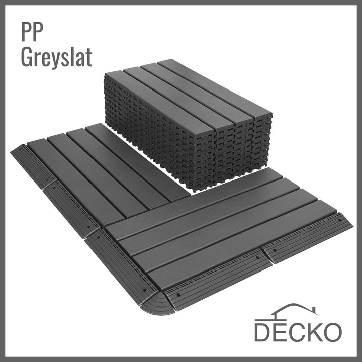 Deck Tiles - GREYSLAT - Interlocking PP Flooring - High End Polypropylene | 100% Recyclable | DECKO Lite (608x304x20 mm tile)