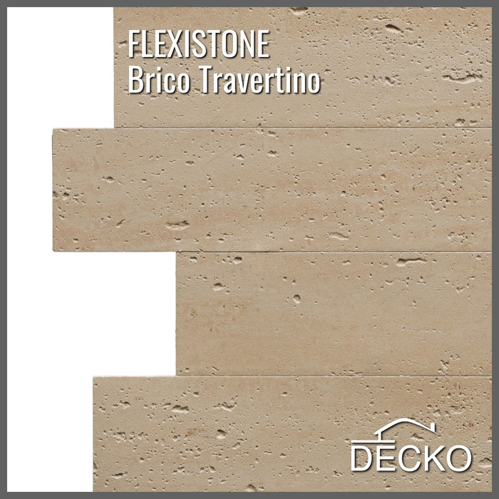 Flexible 3D Stone Wall Panel Sample - BRICO TRAVERTINO | DECKO Flexistone - Free Shipping