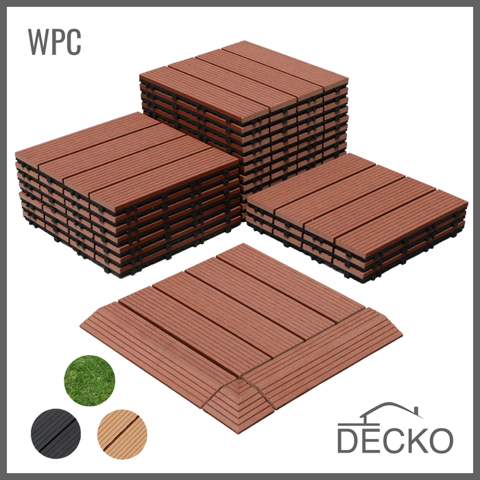 Deck Tiles - Premium WPC Interlocking - BROWN | DECKO (300x300x20mm)