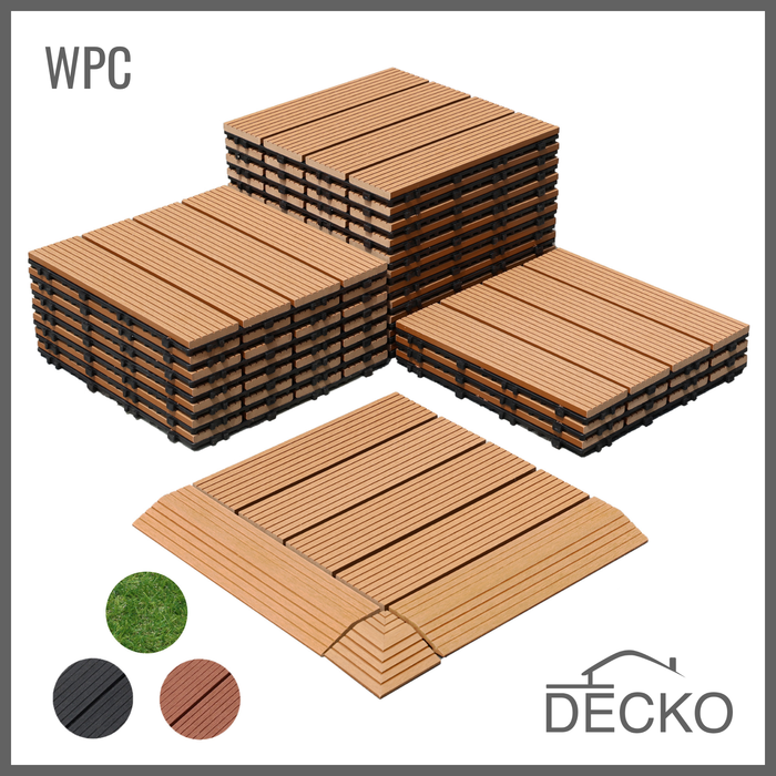 Deck Tiles - Premium WPC Interlocking - TEAK | DECKO (300x300x20mm)