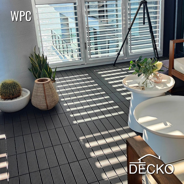 Deck Tiles - Premium WPC Interlocking - CHARCOAL | DECKO (300x300x20mm)