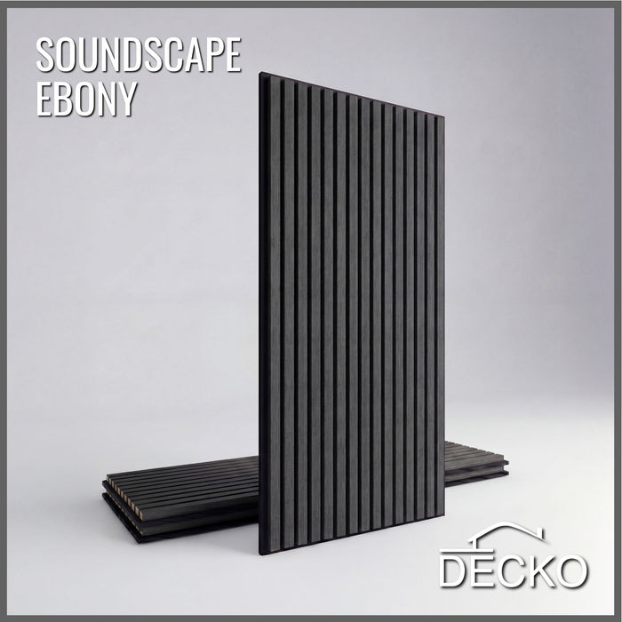 Acoustic Sound Dampening Wall Panels - <b>EBONY Long</b> - box of 3 panels (1200x600mm) <b>2.16 m<sup>2</sup></b> coverage | DECKO SOUNDSCAPE