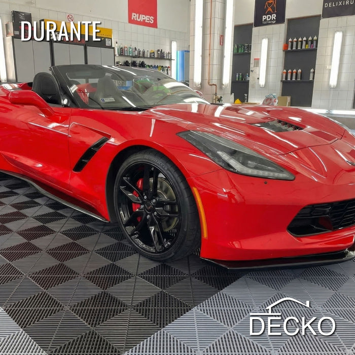 Garage Tile - BLACK - Interlocking PP Flooring - High End Polypropylene | 100% Recyclable | DECKO DURANTE (400x400x18 mm tile)