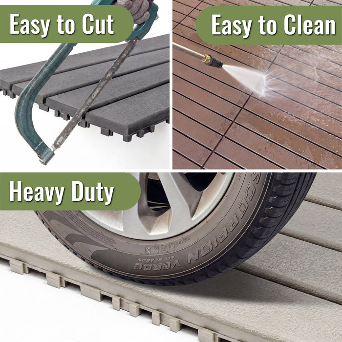 Deck Tiles - BEIGESLAT - Interlocking PP Flooring - High End Polypropylene | 100% Recyclable | DECKO Lite (608x304x20 mm tile)