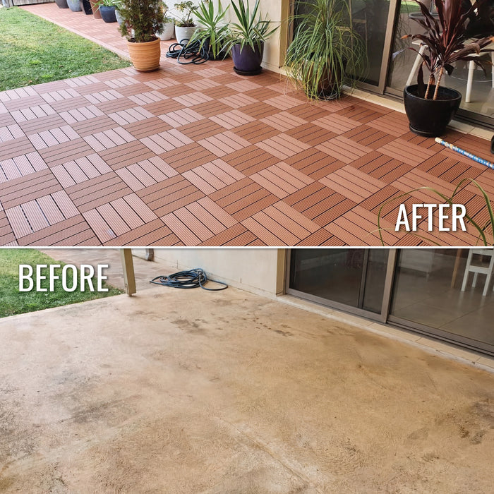 Deck Tiles - Premium WPC Interlocking - BROWN | DECKO (300x300x20mm)