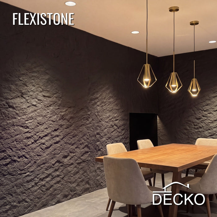 Flexible 3D Stone Wall Panel Sample - GRANDE NERO | DECKO Flexistone - Free Shipping