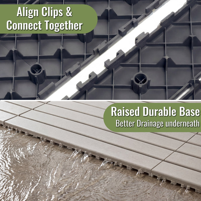 Deck Tiles - GREYSLAT - Interlocking PP Flooring - High End Polypropylene | 100% Recyclable | DECKO Lite (608x304x20 mm tile)