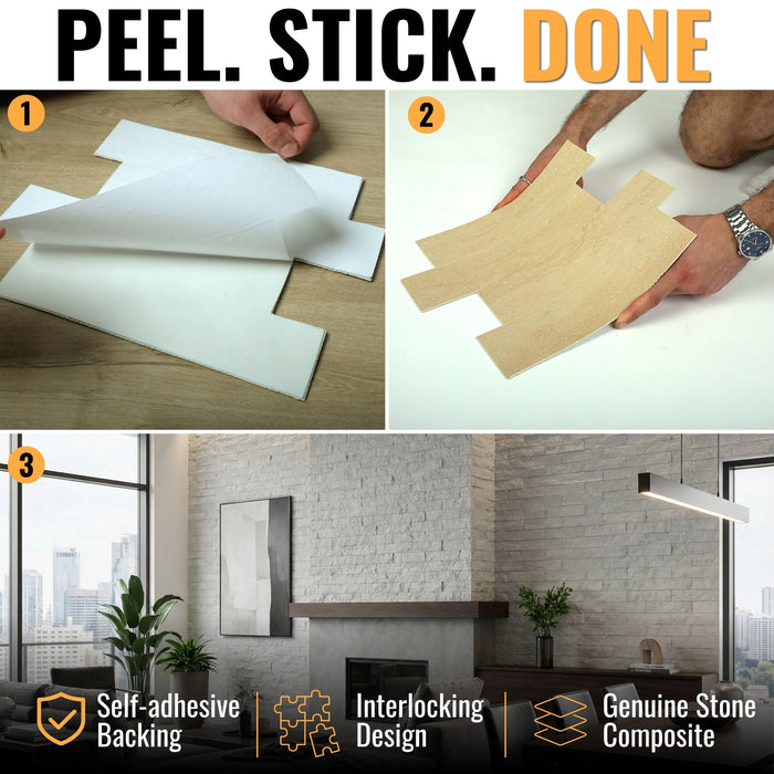 Flexible 3D Stone Wall Panel Sample - BRICO TRAVERTINO | DECKO Flexistone - Free Shipping