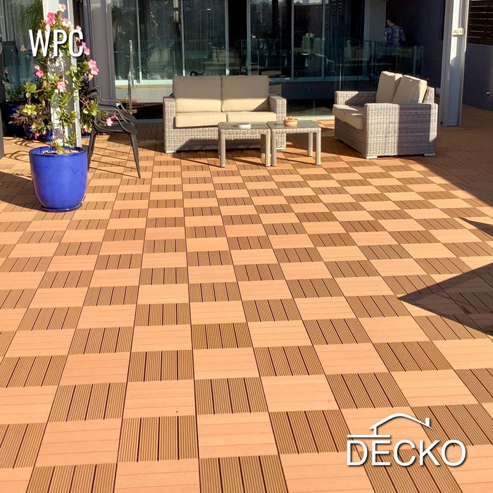 Deck Tiles - Premium WPC Interlocking - TEAK | DECKO (300x300x20mm)