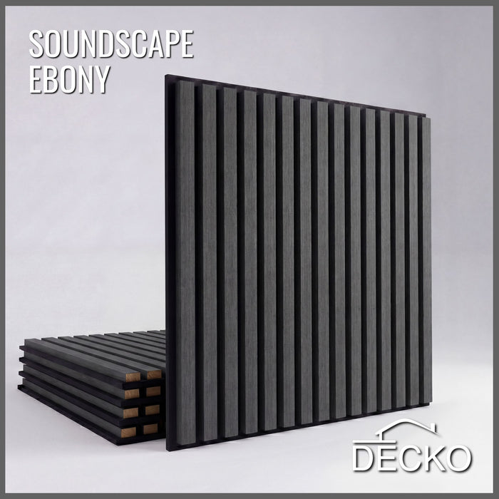 Acoustic Sound Dampening Wall Panels - <b>EBONY Square</b> - box of 5 panels (600x600mm) <b>1.8 m<sup>2</sup></b> coverage | DECKO SOUNDSCAPE