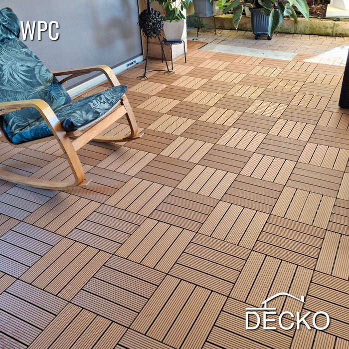 Deck Tiles - Premium WPC Interlocking - TEAK | DECKO (300x300x20mm)