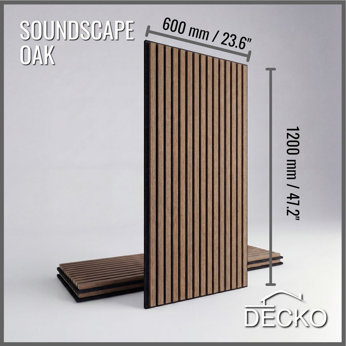 Acoustic Sound Dampening Wall Panels - <b>OAK Long</b> - box of 3 panels (1200x600mm) <b>2.16 m<sup>2</sup></b> coverage | DECKO SOUNDSCAPE