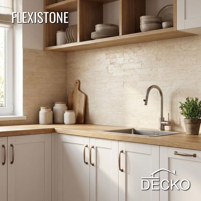 Flexible 3D Stone Wall Panel Sample - BRICO TRAVERTINO | DECKO Flexistone - Free Shipping