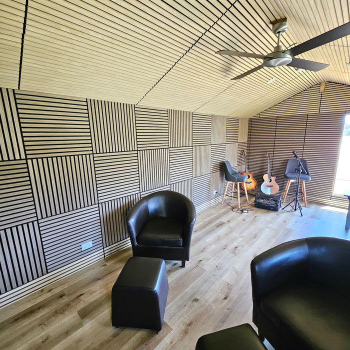 Acoustic Sound Dampening Wall Panels - <b>MAPLE Long</b> - box of 3 panels (1200x600mm) <b>2.16 m<sup>2</sup></b> coverage | DECKO SOUNDSCAPE