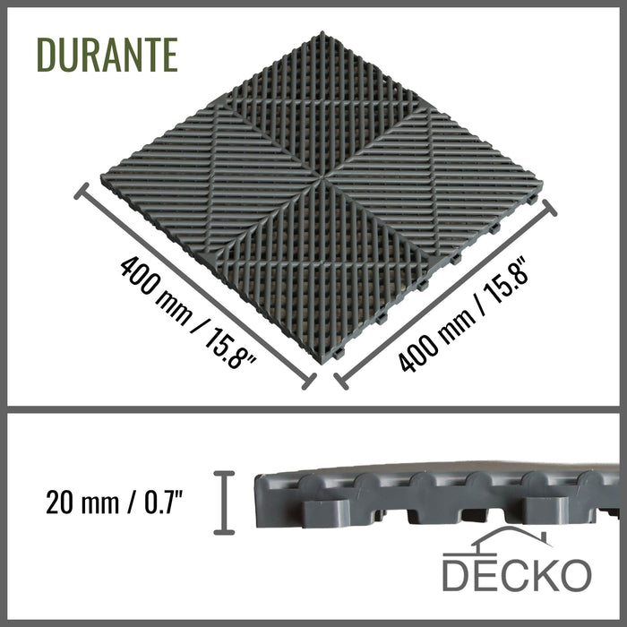 Garage Tile - WHITE - Interlocking PP Flooring - High End Polypropylene | 100% Recyclable | DECKO DURANTE (400x400x18 mm tile)