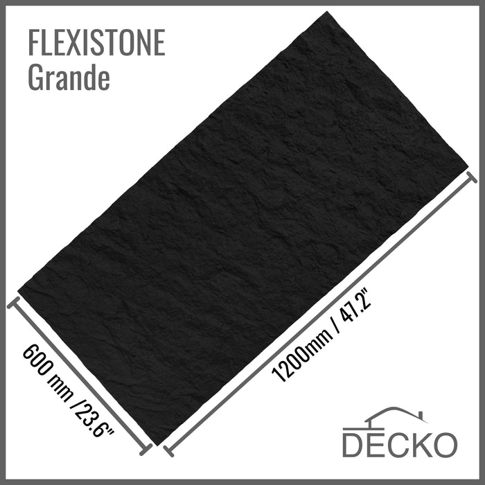 Flexible 3D Stone Wall Panel Sample - GRANDE NERO | DECKO Flexistone - Free Shipping