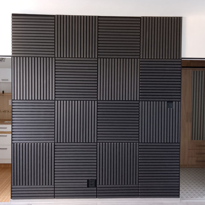 Acoustic Sound Dampening Wall Panels - <b>EBONY Long</b> - box of 3 panels (1200x600mm) <b>2.16 m<sup>2</sup></b> coverage | DECKO SOUNDSCAPE