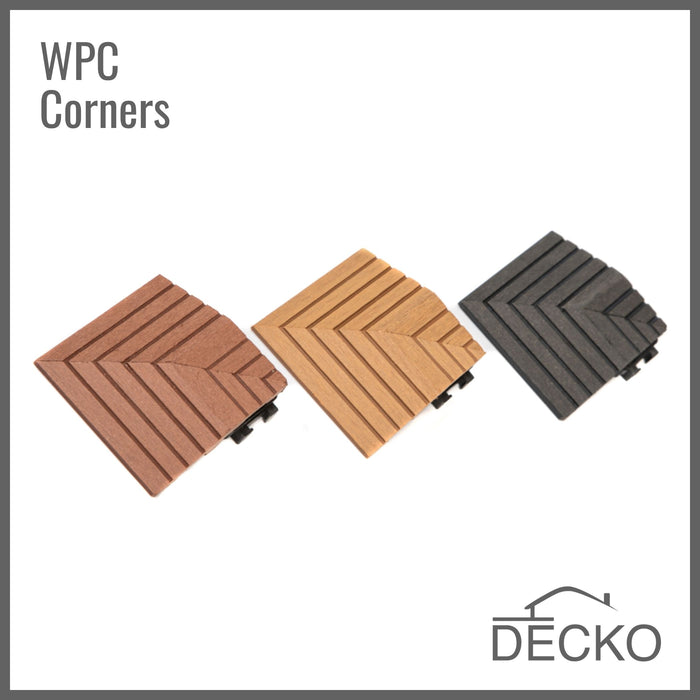 Deck Tile Corner Ramp Edge - for Premium WPC Interlocking Tiles | DECKO (80x80x20mm)