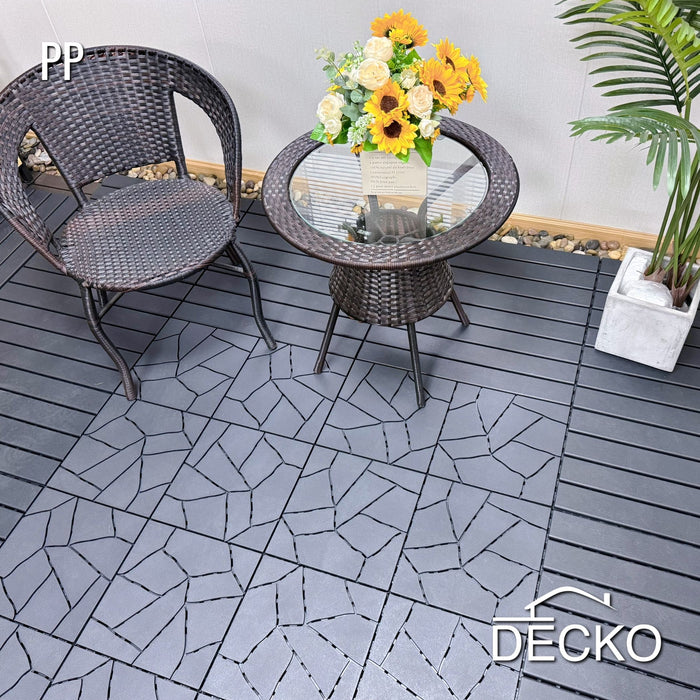 Deck Tiles - GREYSLAT - Interlocking PP Flooring - High End Polypropylene | 100% Recyclable | DECKO Lite (608x304x20 mm tile)