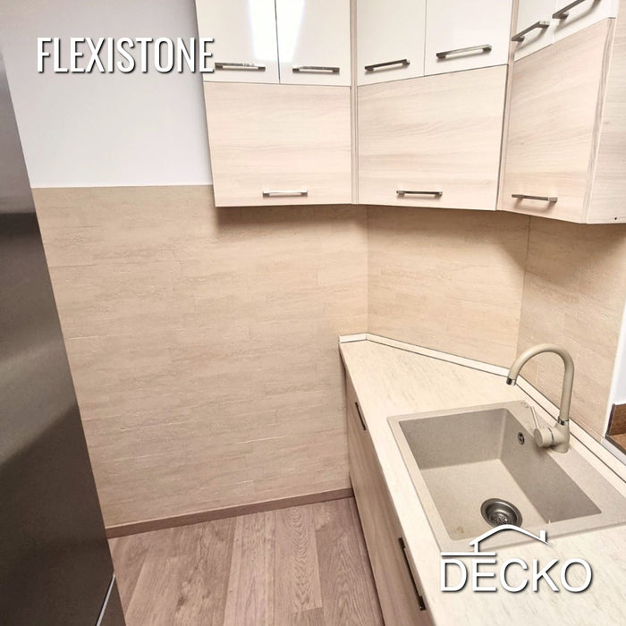Flexible 3D Stone Wall Panel Sample - BRICO TRAVERTINO | DECKO Flexistone - Free Shipping