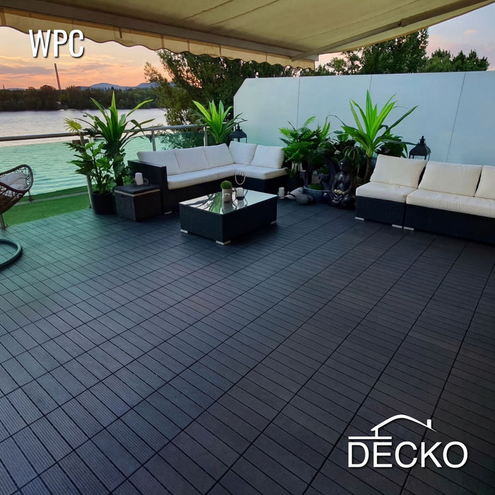 Deck Tiles - Premium WPC Interlocking - CHARCOAL | DECKO (300x300x20mm)