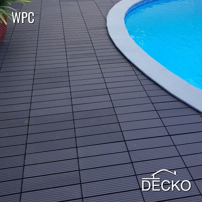 Deck Tiles - Premium WPC Interlocking - CHARCOAL | DECKO (300x300x20mm)