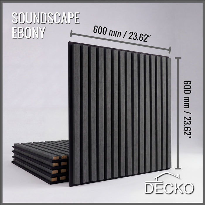 Acoustic Sound Dampening Wall Panels - <b>EBONY Square</b> - box of 5 panels (600x600mm) <b>1.8 m<sup>2</sup></b> coverage | DECKO SOUNDSCAPE