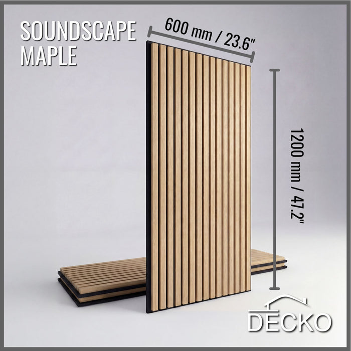 Acoustic Sound Dampening Wall Panels - <b>MAPLE Long</b> - box of 3 panels (1200x600mm) <b>2.16 m<sup>2</sup></b> coverage | DECKO SOUNDSCAPE