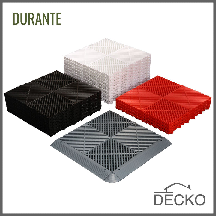 Garage Tile - Interlocking PP Flooring - High End Polypropylene | 100% Recyclable | DECKO DURANTE (400x400x18mm) - Select Color