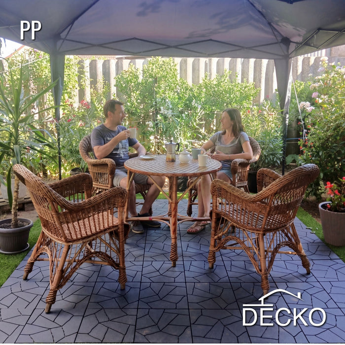 Deck Tiles - GREYSTONE - Interlocking PP Flooring- High End Polypropylene | 100% Recyclable | DECKO Lite (304x304x20 mm tile)