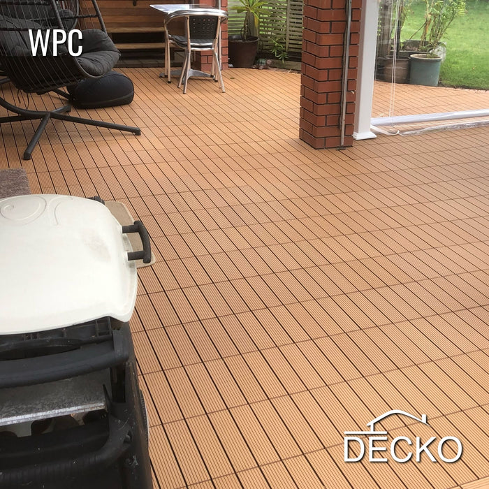 Deck Tiles - Premium WPC Interlocking - TEAK | DECKO (300x300x20mm)