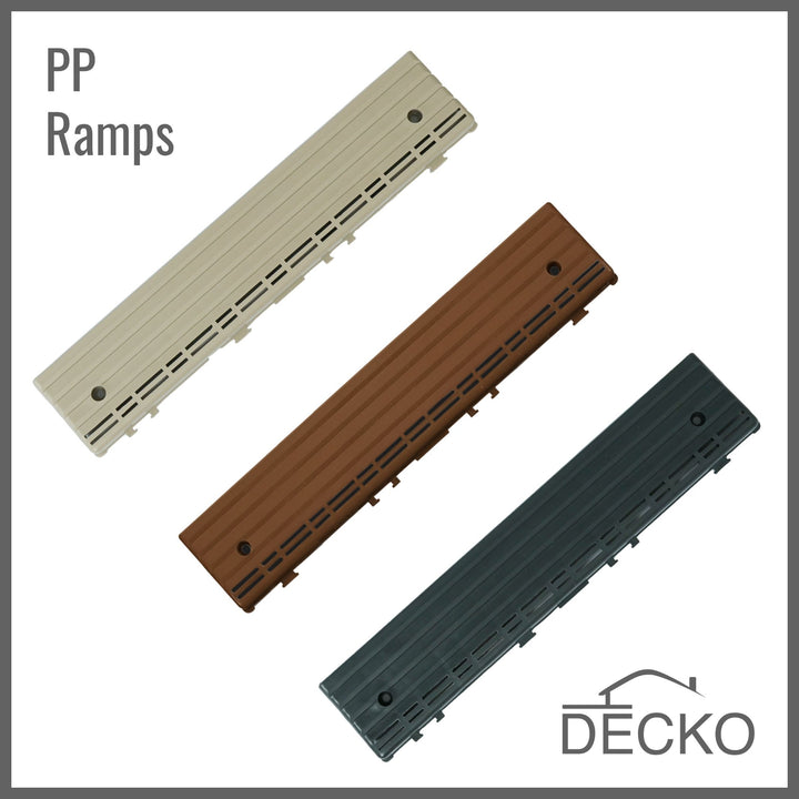 Deck Tiles Ramp Edge for Interlocking PP Flooring | DECKO Lite (304x60x20 mm) - High End Polypropylene | 100% Recyclable