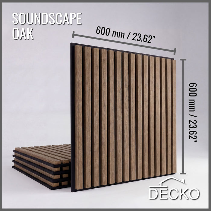 Acoustic Sound Dampening Wall Panels - <b>OAK Square</b> - box of 5 panels (600x600mm) <b>1.8 m<sup>2</sup></b> coverage | DECKO SOUNDSCAPE