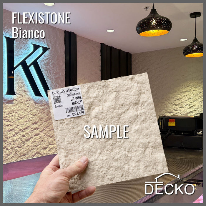 Flexible 3D Stone Wall Panel Sample - GRANDE BIANCO | DECKO Flexistone - Free Shipping