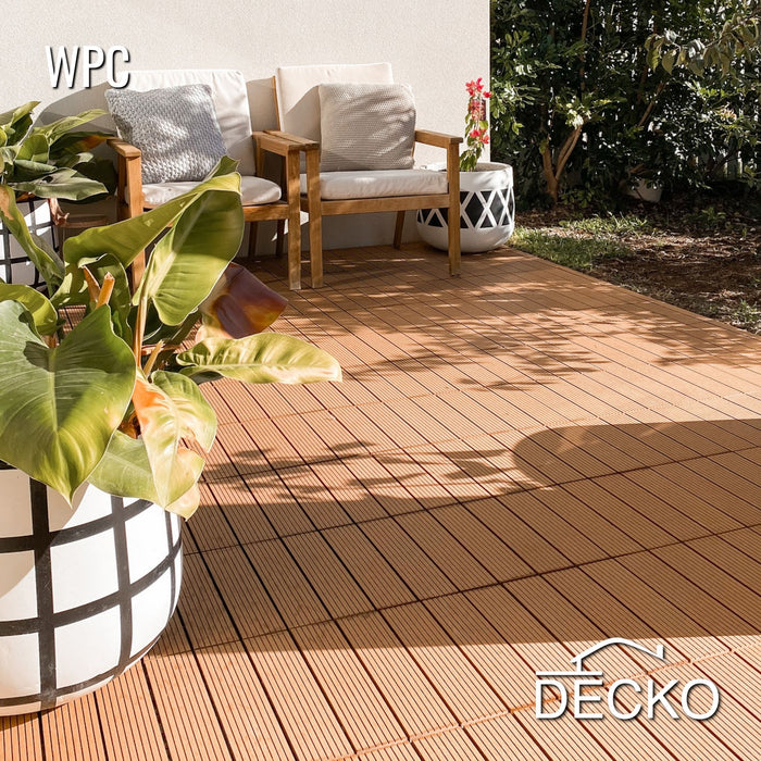 Deck Tiles - Premium WPC Interlocking - TEAK | DECKO (300x300x20mm)